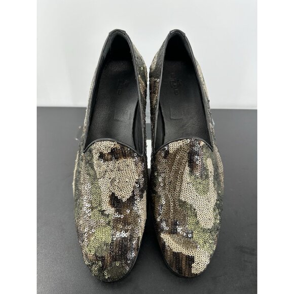 Etro Camouflage Sequin Loafers In Green And Black Size 45/12 USA Made Italy main image 11